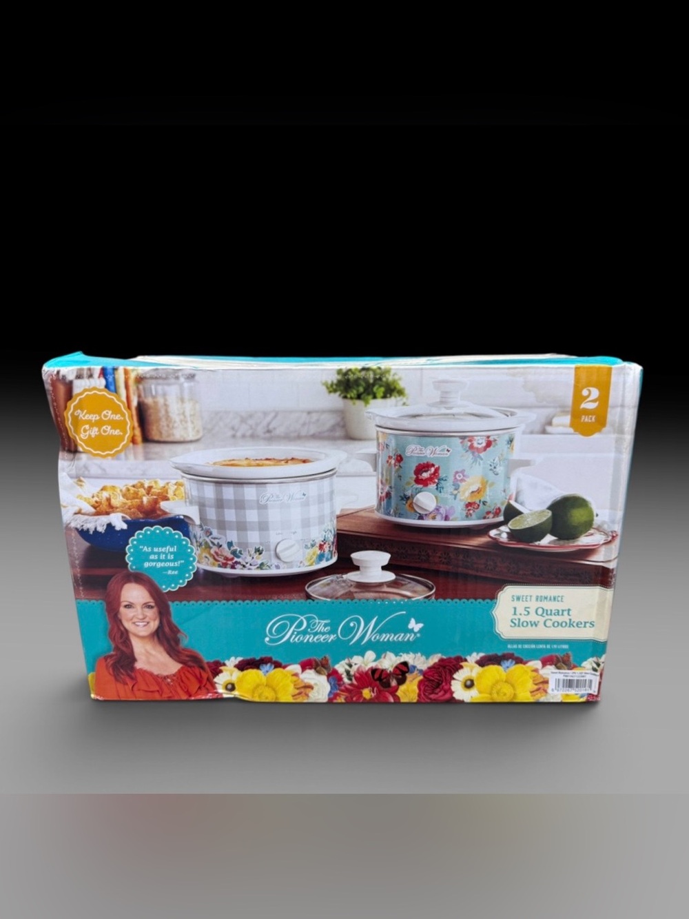 Pioneer Woman Sweet Romance AND Gingham Floral 1.5 Quart Slow Cooker Set 2-NEW